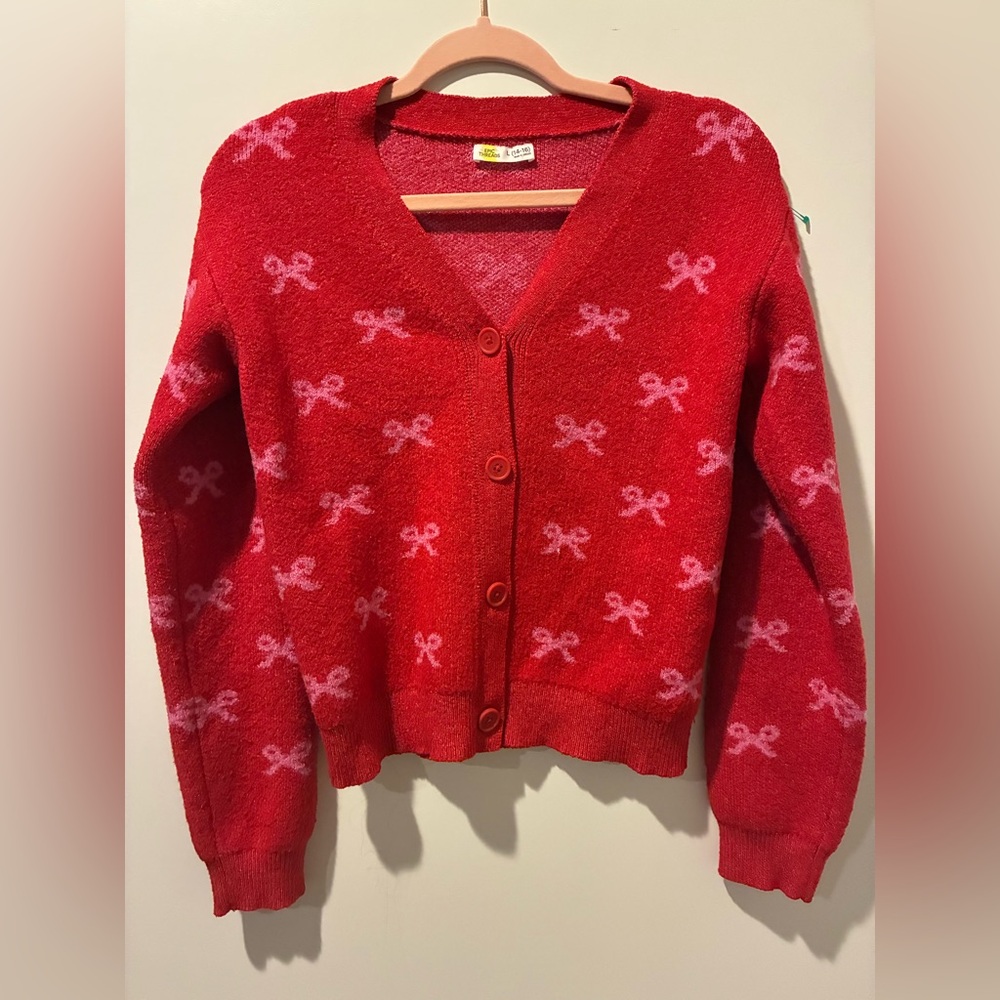 Epic Threads Red/Pink Bow Cardigan